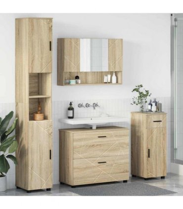 vidaXL Bathroom Furniture Set with Drawer with Shelf 4 pcs Sonoma Oak — V0672002515