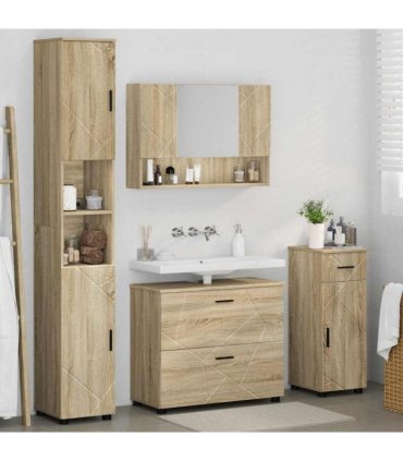 vidaXL Bathroom Furniture Set with Drawer with Shelf 4 pcs Sonoma Oak — V0672002515