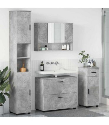 vidaXL Bathroom Furniture Set with Drawer 4 pcs Concrete Grey — V0672002517