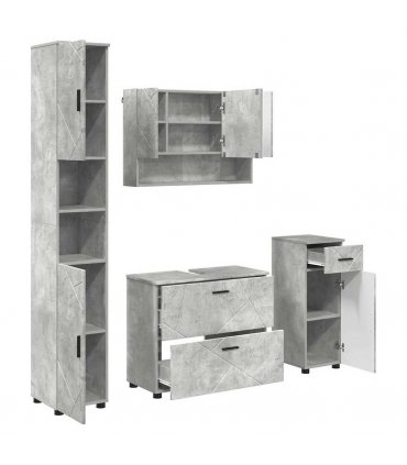 vidaXL Bathroom Furniture Set with Drawer 4 pcs Concrete Grey — V0672002517