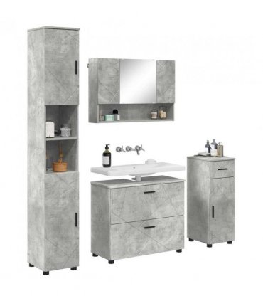 vidaXL Bathroom Furniture Set with Drawer 4 pcs Concrete Grey — V0672002517