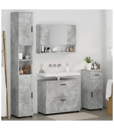 vidaXL Bathroom Furniture Set with Drawer 4 pcs Concrete Grey — V0672002517