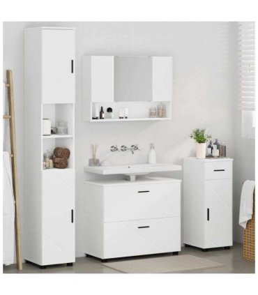 vidaXL Bathroom Furniture Set 4 pcs White Engineered Wood and Metal — V0672002518