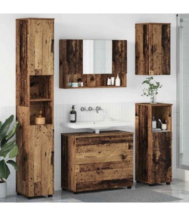 vidaXL Bathroom Furniture Set 5 pcs Old Wood Engineered Wood and Metal