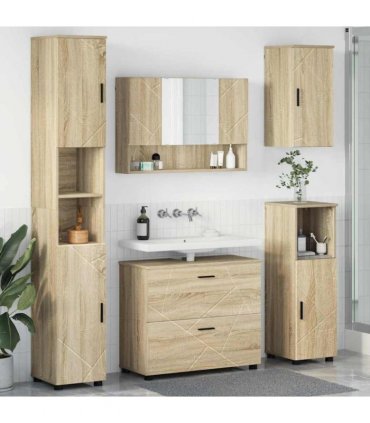 vidaXL Bathroom Furniture Set with Drawer with Shelf 5 pcs Sonoma Oak