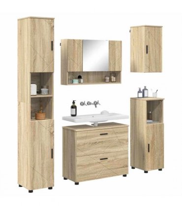 vidaXL Bathroom Furniture Set with Drawer with Shelf 5 pcs Sonoma Oak