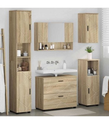 vidaXL Bathroom Furniture Set with Drawer with Shelf 5 pcs Sonoma Oak
