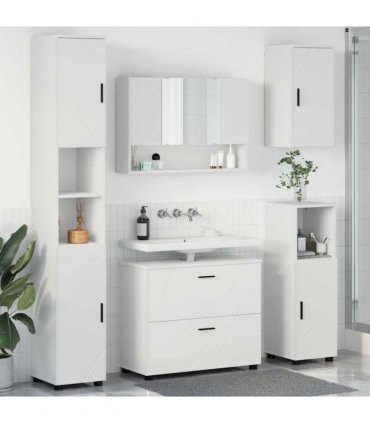 vidaXL Bathroom Furniture Set 5 pcs White Engineered Wood and Metal