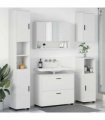 vidaXL Bathroom Furniture Set 5 pcs White Engineered Wood and Metal