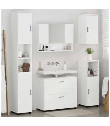 vidaXL Bathroom Furniture Set 5 pcs White Engineered Wood and Metal