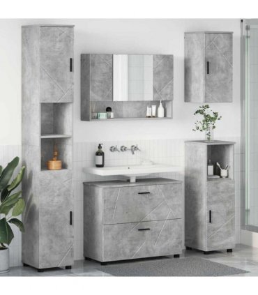 vidaXL Bathroom Furniture Set with Drawer 5 pcs Concrete Grey — V0672002524