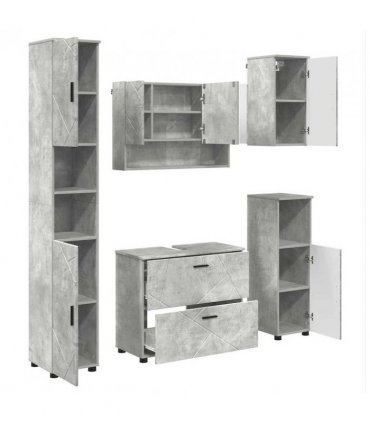 vidaXL Bathroom Furniture Set with Drawer 5 pcs Concrete Grey — V0672002524