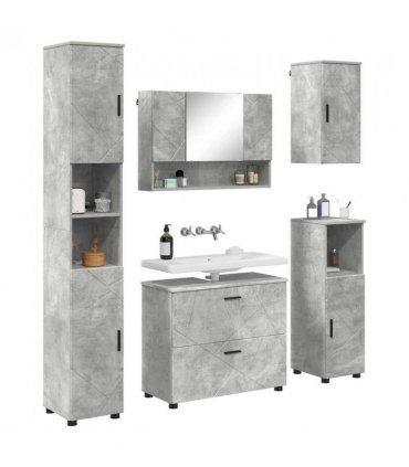 vidaXL Bathroom Furniture Set with Drawer 5 pcs Concrete Grey — V0672002524