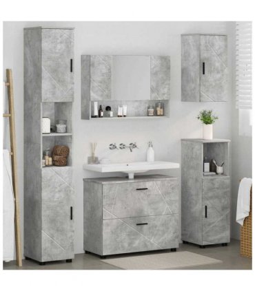vidaXL Bathroom Furniture Set with Drawer 5 pcs Concrete Grey — V0672002524