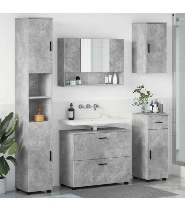 vidaXL Bathroom Furniture Set with Drawer 5 pcs Concrete Grey — V0672002525