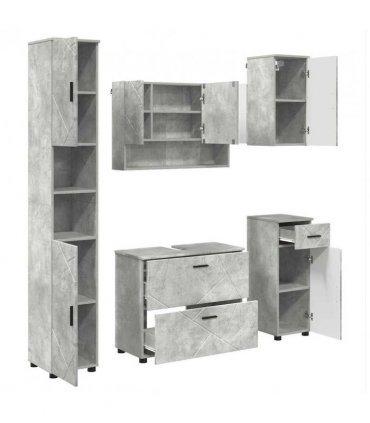 vidaXL Bathroom Furniture Set with Drawer 5 pcs Concrete Grey — V0672002525