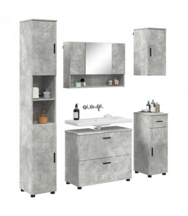vidaXL Bathroom Furniture Set with Drawer 5 pcs Concrete Grey — V0672002525
