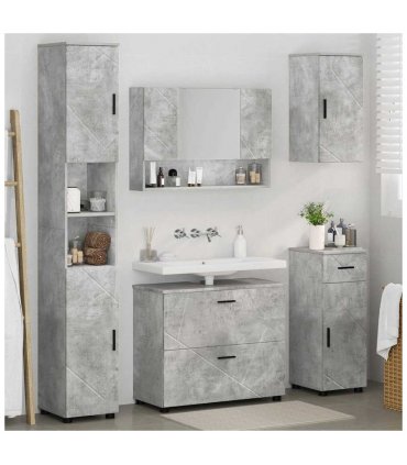 vidaXL Bathroom Furniture Set with Drawer 5 pcs Concrete Grey — V0672002525