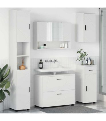 vidaXL Bathroom Furniture Set 5 pcs White Engineered Wood and Metal — V0672002527