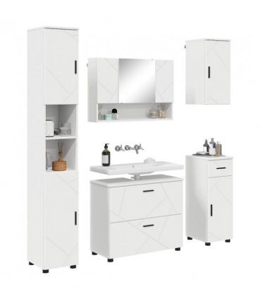 vidaXL Bathroom Furniture Set 5 pcs White Engineered Wood and Metal — V0672002527