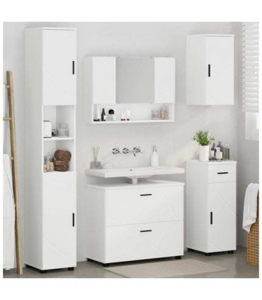 vidaXL Bathroom Furniture Set 5 pcs White Engineered Wood and Metal — V0672002527