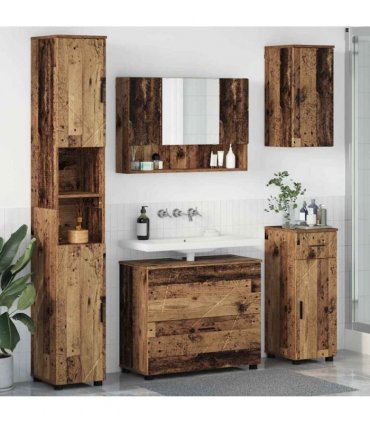 vidaXL Bathroom Furniture Set 5 pcs Old Wood Engineered Wood and Metal — V0672002528