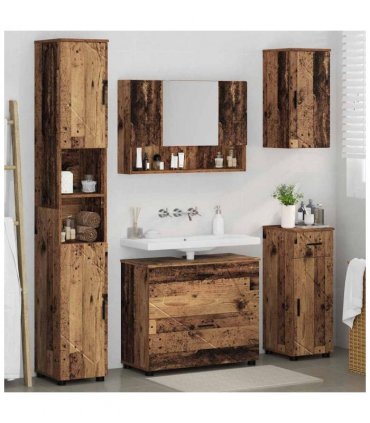 vidaXL Bathroom Furniture Set 5 pcs Old Wood Engineered Wood and Metal — V0672002528