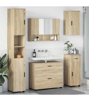 vidaXL Bathroom Furniture Set with Drawer with Shelf 5 pcs Sonoma Oak — V0672002529