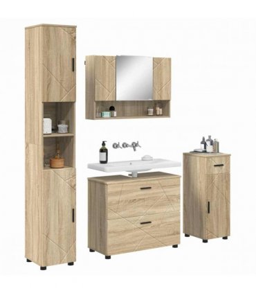 vidaXL Bathroom Furniture Set with Drawer with Shelf 5 pcs Sonoma Oak — V0672002529