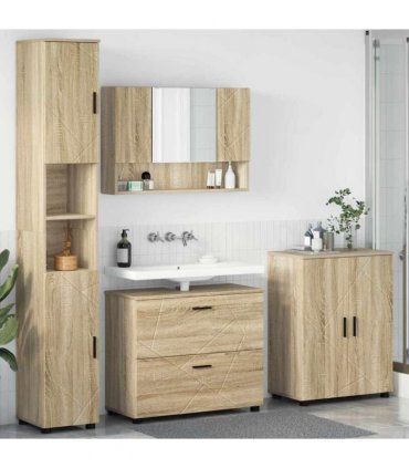 vidaXL Bathroom Furniture Set with Drawer with Shelf 4 pcs Sonoma Oak — V0672002530