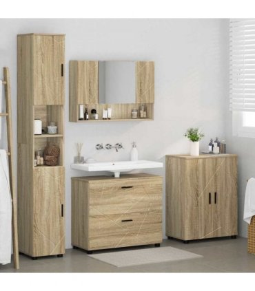 vidaXL Bathroom Furniture Set with Drawer with Shelf 4 pcs Sonoma Oak — V0672002530