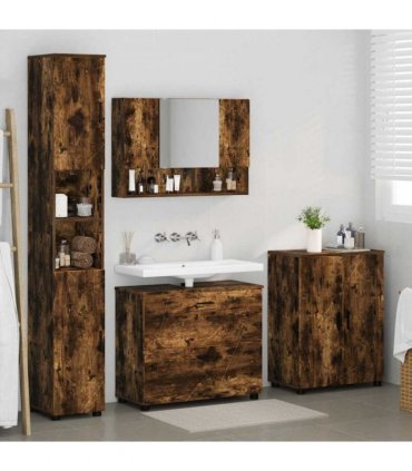 vidaXL Bathroom Furniture Set with Drawer with Shelf 4 pcs Smoked Oak — V0672002532