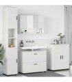 vidaXL Bathroom Furniture Set 4 pcs White Engineered Wood and Metal — V0672002533