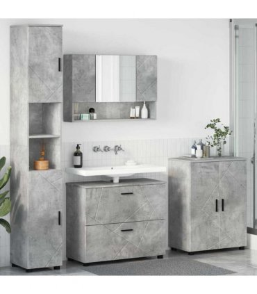 vidaXL Bathroom Furniture Set with Drawer 4 pcs Concrete Grey — V0672002534