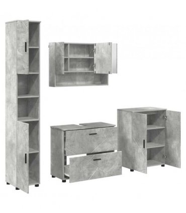 vidaXL Bathroom Furniture Set with Drawer 4 pcs Concrete Grey — V0672002534