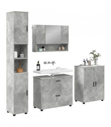 vidaXL Bathroom Furniture Set with Drawer 4 pcs Concrete Grey — V0672002534