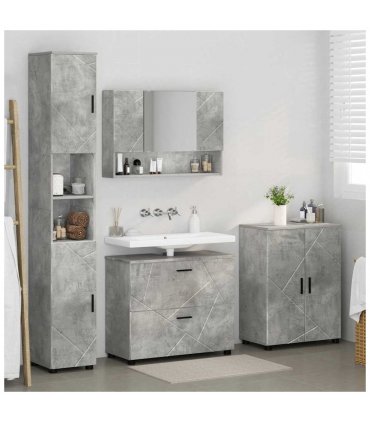 vidaXL Bathroom Furniture Set with Drawer 4 pcs Concrete Grey — V0672002534