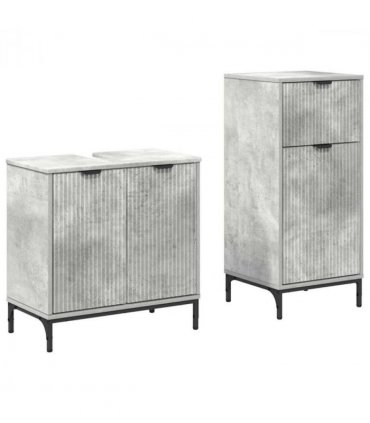 vidaXL Bathroom Furniture Set with Drawer 2 pcs Concrete Grey — V0672002535