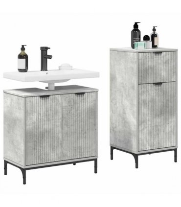 vidaXL Bathroom Furniture Set with Drawer 2 pcs Concrete Grey — V0672002535