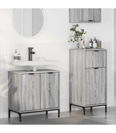 vidaXL Bathroom Furniture Set with Drawer with Shelf 2 pcs Grey Sonoma