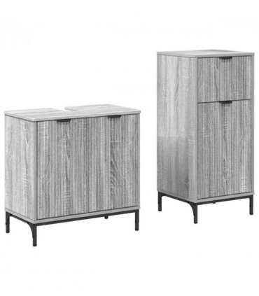 vidaXL Bathroom Furniture Set with Drawer with Shelf 2 pcs Grey Sonoma