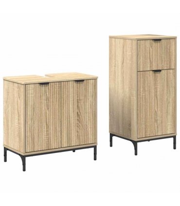 vidaXL Bathroom Furniture Set with Drawer with Shelf 2 pcs Sonoma Oak — V0672002538