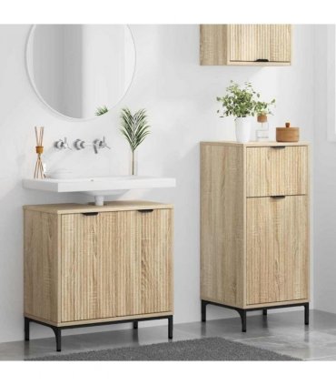 vidaXL Bathroom Furniture Set with Drawer with Shelf 2 pcs Sonoma Oak — V0672002538