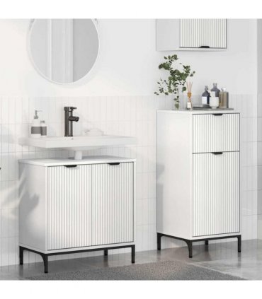 vidaXL Bathroom Furniture Set 2 pcs White Engineered Wood and Metal — V0672002539
