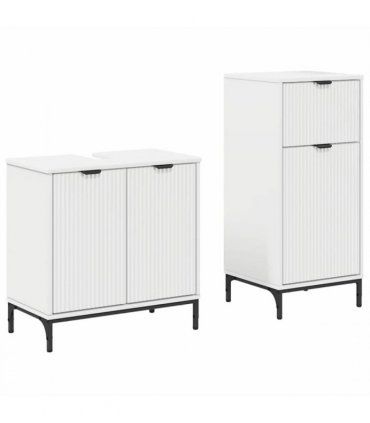vidaXL Bathroom Furniture Set 2 pcs White Engineered Wood and Metal — V0672002539