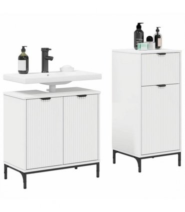 vidaXL Bathroom Furniture Set 2 pcs White Engineered Wood and Metal — V0672002539