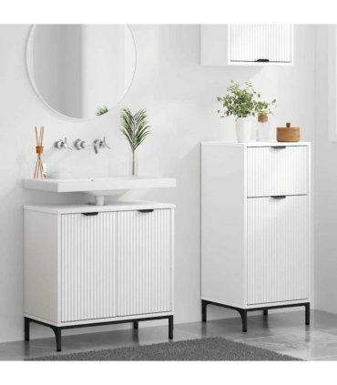 vidaXL Bathroom Furniture Set 2 pcs White Engineered Wood and Metal — V0672002539