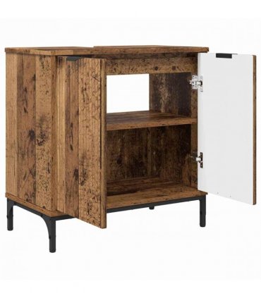 vidaXL Bathroom Furniture Set 2 pcs Old Wood Engineered Wood and Metal — V0672002540