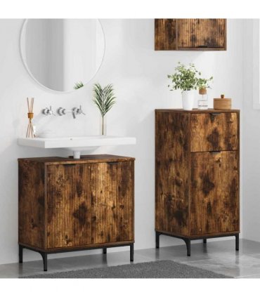 vidaXL Bathroom Furniture Set with Drawer with Shelf 2 pcs Smoked Oak — V0672002542