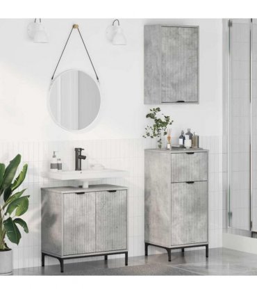 vidaXL Bathroom Furniture Set 3 pcs Concrete grey Engineered wood — V0672002549
